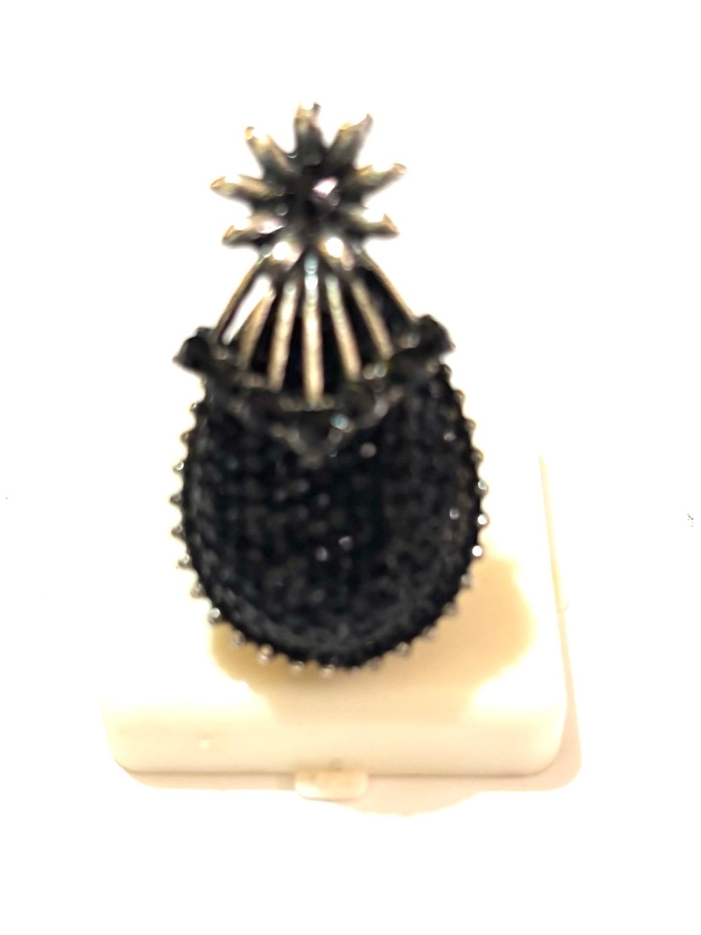 Vintage Black Pavé Statement ring one size adjustable
